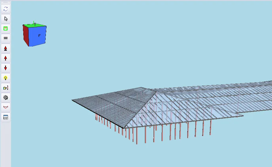 После построения сетки (3D-вид обновился автоматически): обшивка лежит поверх балок