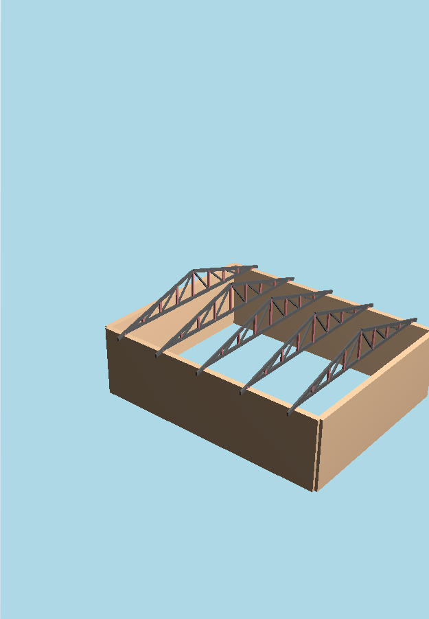 Cinq fermes Howe sur les murs, en vue 3D