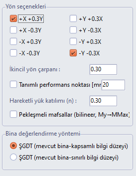 Options de direction et paramètres d’analyse