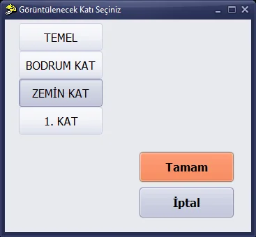 Görüntülenecek Katı Seçiniz penceresi