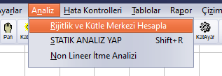 Analiz menüsü