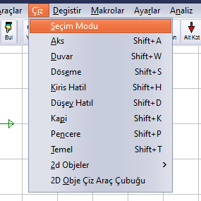 Çiz menüsü