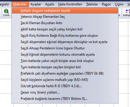 Makrolar menüsü