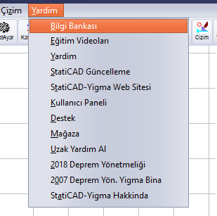 Yardım menüsü