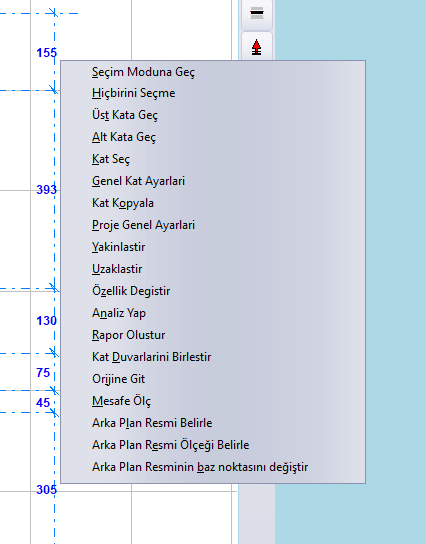 Boş alanda sağ tık menüsü