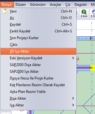 Dosya › 2D İçe Aktar komutunun yeri