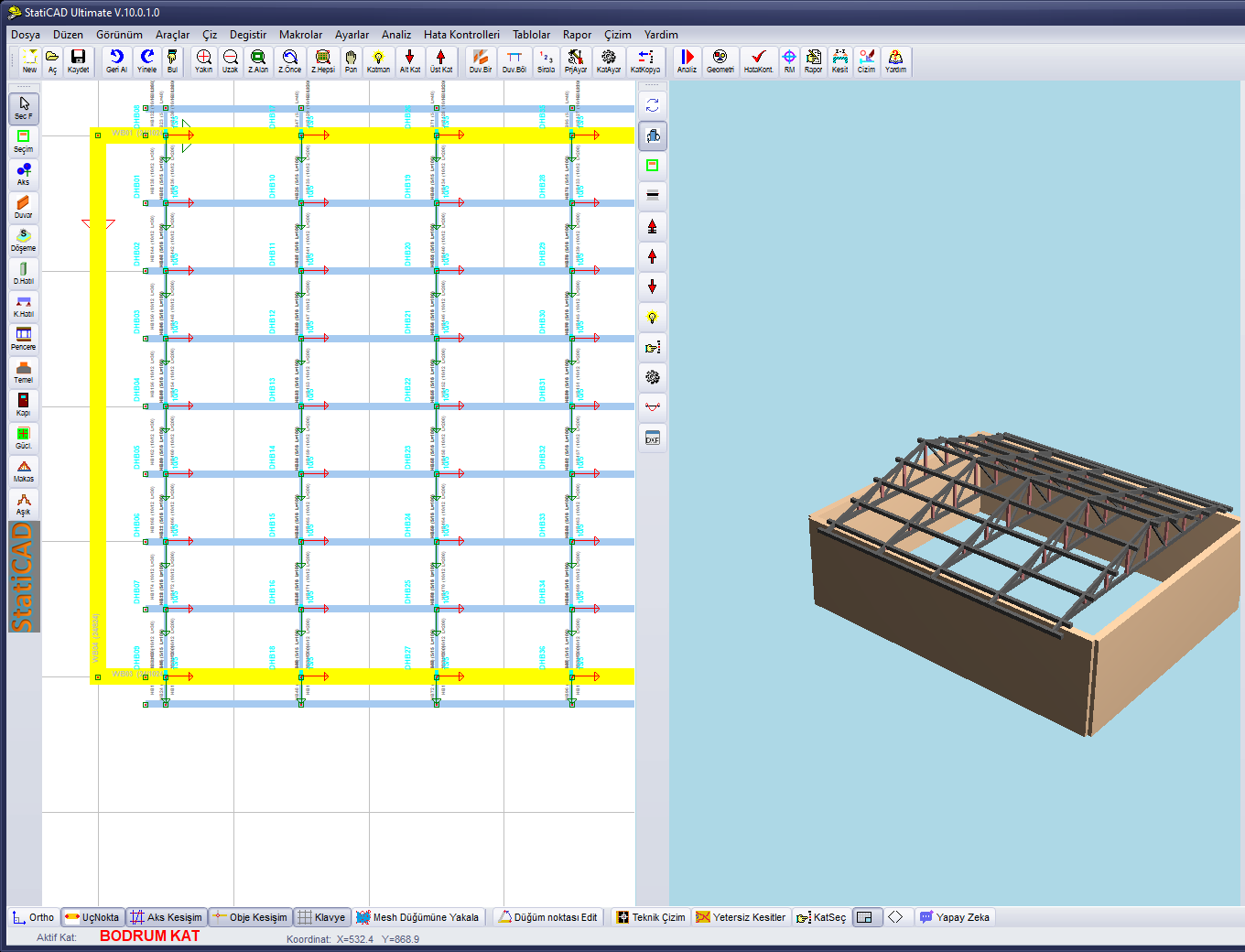 Pannes en plan et en vue 3D