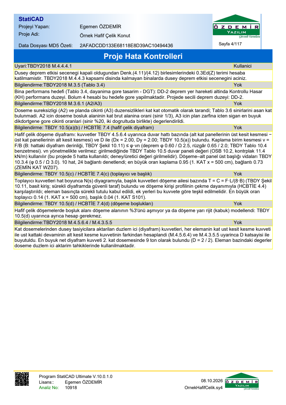 Rapor › Proje Hata Kontrolleri (TBDY 10.5 diyafram ve M.4.5.6.4 satırları)
