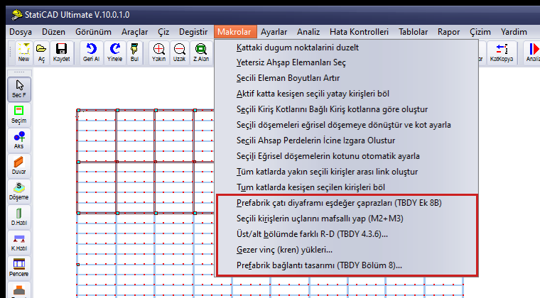 Makrolar menüsü