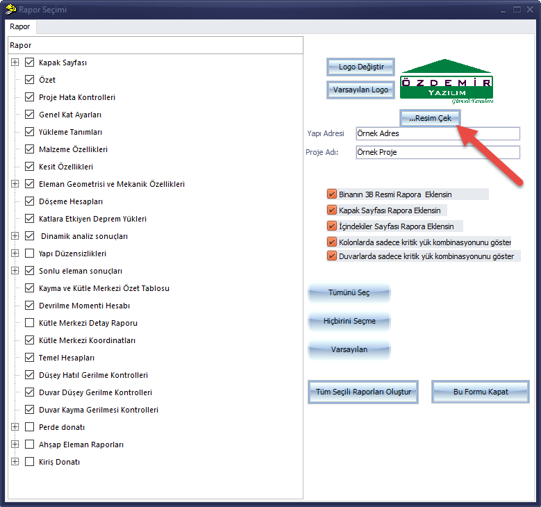 Report Image Capture Button